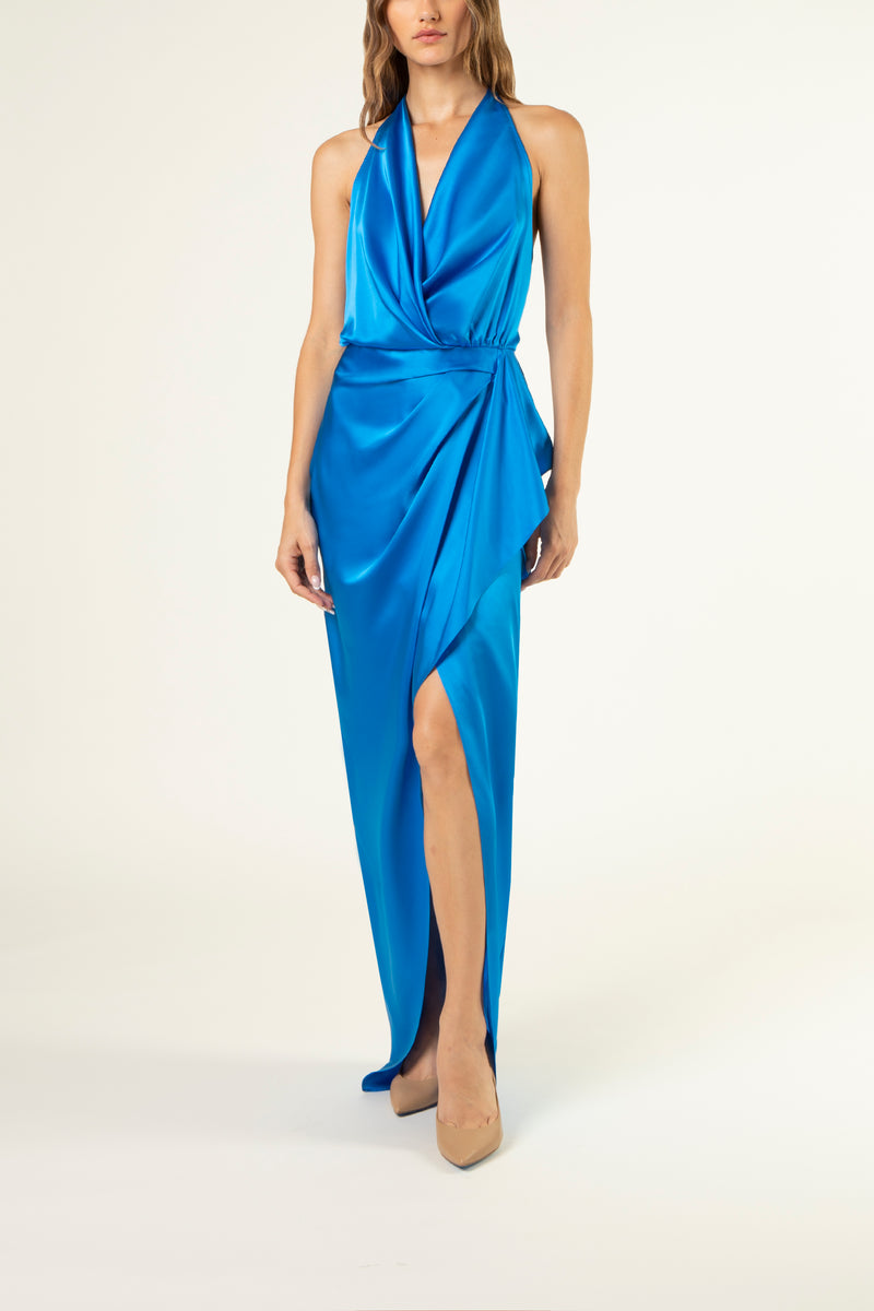 Halter backless gown - sky
