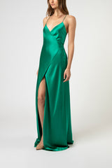 Strappy wrap gown - emerald