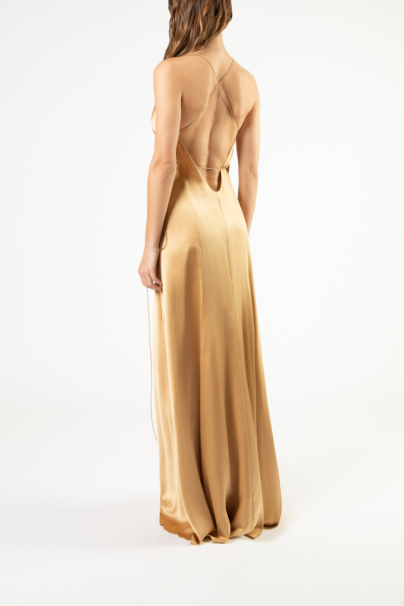 Strappy wrap gown - honey