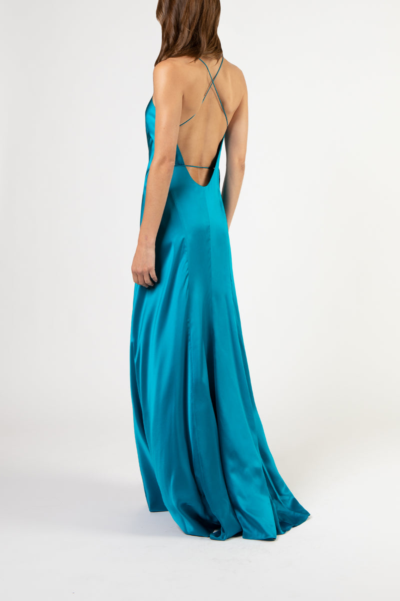 Strappy wrap gown - ocean