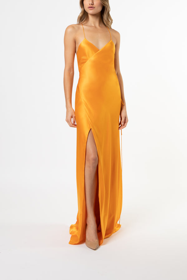 Strappy wrap gown - marigold