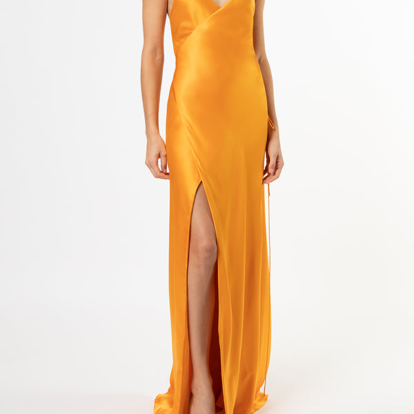 Strappy wrap gown