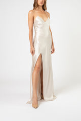 Strappy wrap gown - pearl