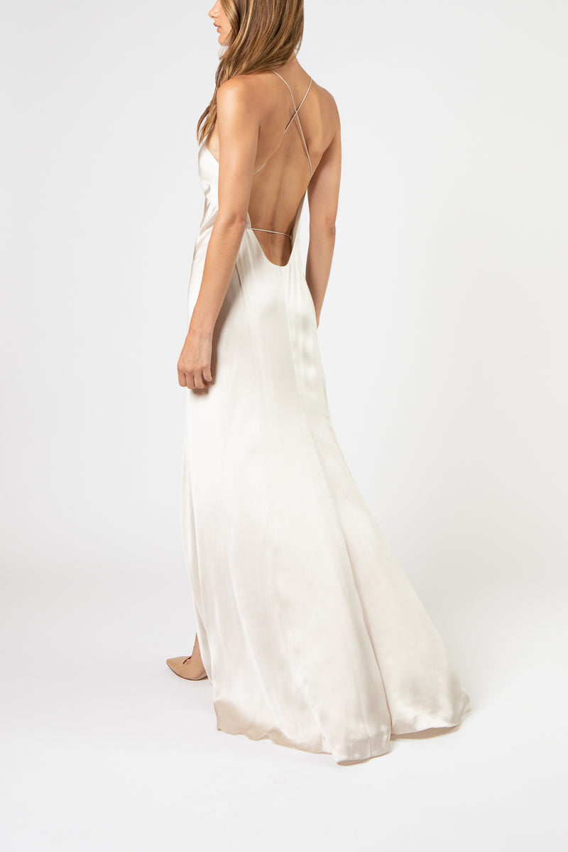 Strappy wrap gown - pearl