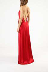 Strappy wrap gown - red